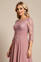 Load image into Gallery viewer, Dusty Rose A Line Boat Neck Long Mother of the Bride Dress with Appliques