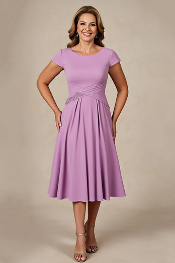 Lilac Chiffon Ruched A Line Petite Mother of the Bride Dress