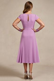 Lilac Chiffon Ruched A Line Petite Mother of the Bride Dress