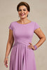 Load image into Gallery viewer, Lilac Chiffon Ruched A Line Petite Mother of the Bride Dress