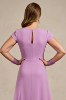 Load image into Gallery viewer, Lilac Chiffon Ruched A Line Petite Mother of the Bride Dress