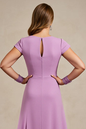 Lilac Chiffon Ruched A Line Petite Mother of the Bride Dress