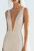 Load image into Gallery viewer, Simple Ivory Sweep Train V Neck Mermaid Boho Wedding Dress