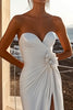 Load image into Gallery viewer, Ivory Sweep Train Mermaid Strapless Floral Boho Wedding Dress with Slit