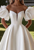 Load image into Gallery viewer, Ivory Puff Sleeves Sweetheart Ball Gown Sweep Train Wedding Dress