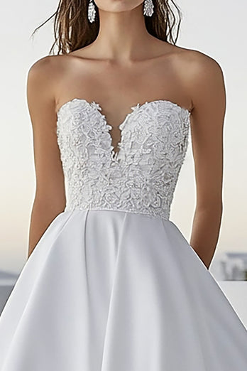 Ivory Sweetheart Floor-Length Ball Gown Boho Wedding Dress
