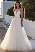 Load image into Gallery viewer, Ivory Illusion Bateau Sweep Train Ball Gown Wedding Dress