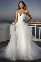 Load image into Gallery viewer, Ivory Sweetheart Sweep Train Ball Gown Wedding Dress with Ruffles