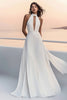 Load image into Gallery viewer, Ivory High Neck Floor-Length A Line Boho Wedding Dress with Keyhole