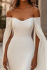 Load image into Gallery viewer, Ivory Off The Shoulder Sweep Train Mermaid Wedding Dress with Cape