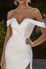 Load image into Gallery viewer, Ivory Off The Shoulder Sweep Train Mermaid Wedding Dress with Slit