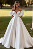 Load image into Gallery viewer, Ivory Puff Sleeves Sweep Train Ball Gown Wedding Dress