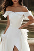 Load image into Gallery viewer, Ivory Off The Shoulder Sweep Train A Line Wedding Dress with Slit