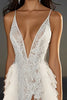 Load image into Gallery viewer, Ivory Lace Sweep Train Mermaid Boho Wedding Dress with Slit