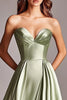 Load image into Gallery viewer, Sweetheart Dusty Sage Satin Long Prom Dress with Slit