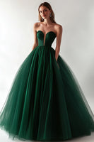 Load image into Gallery viewer, Dark Green Tulle Ball Gown Sweetheart Long Prom Dress