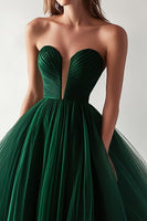 Load image into Gallery viewer, Dark Green Tulle Ball Gown Sweetheart Long Prom Dress