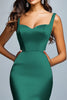 Load image into Gallery viewer, Corset Dark Green Mermaid Satin Spaghetti Straps Long Prom Dress