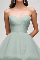 Load image into Gallery viewer, Light Green Tulle Strapless Tiered Long Prom Dress