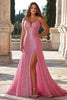 Load image into Gallery viewer, Sparkly Pink Mermaid Sequins Long Prom Dress with Slit