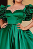 Load image into Gallery viewer, Plus Size Green A Line Satin Long Prom Dress with Puff Sleeves