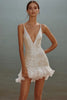 Load image into Gallery viewer, Sparkly White Bodycon Sequins V-Neck Graduation Dress