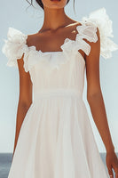 Load image into Gallery viewer, White Chiffon Mini Pleated Ruffled Graduation Dress