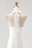 Load image into Gallery viewer, White A Line Halter Chiffon Long Rehearsal Dinner Dress