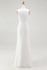 Load image into Gallery viewer, White Chiffon Sheath Ruched V-Neck Long Rehearsal Dinner Dress