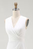 Load image into Gallery viewer, White Chiffon Sheath Ruched V-Neck Long Rehearsal Dinner Dress