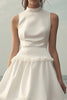 Load image into Gallery viewer, White Satin Mini Sleeveless Graduation Dress with Ruffles