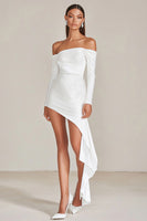 Load image into Gallery viewer, Sparkly Off the Shoulder Sequins Little White Dress