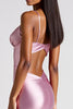 Load image into Gallery viewer, Pink Sheath Satin V-Neck Long Formal Dress