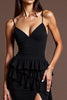 Load image into Gallery viewer, Sheath Black Satin Backless Long Formal Dress with Slit