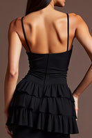 Load image into Gallery viewer, Sheath Black Satin Backless Long Formal Dress with Slit