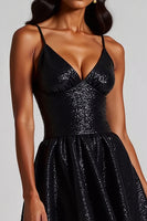 Load image into Gallery viewer, Black Sequins Mini Backless Formal Dress