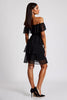 Load image into Gallery viewer, Tiered Chiffon Off the Shoulder Little Black Dress