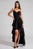 Load image into Gallery viewer, Black A Line High Low Pleated Formal Dress