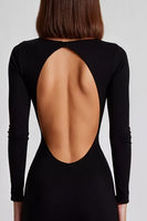 Load image into Gallery viewer, Black Sheath Boat Neck Long Formal Dress with Long Sleeves