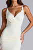 Load image into Gallery viewer, Ivory Sheath Pleated Long Formal Dress with Slit