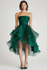 Load image into Gallery viewer, Dark Green A Line Strapless Tulle Asymmetrical Short Formal Dress