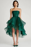 Load image into Gallery viewer, Dark Green A Line Strapless Tulle Asymmetrical Short Formal Dress