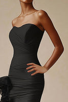 Load image into Gallery viewer, Elegant Sweetheart Mermaid Tiered Long Black Tie Dress with Ruffles