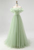Load image into Gallery viewer, Dusty Rose A Line Tulle Ruffled Long Formal Dress