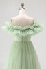 Load image into Gallery viewer, Dusty Rose A Line Tulle Ruffled Long Formal Dress