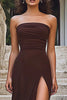 Load image into Gallery viewer, Coffee Sheath Strapless Long Formal Dress with Slit