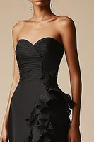 Load image into Gallery viewer, Mermaid Sweetheart Tiered Long Black Tie Dress