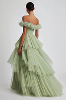 Load image into Gallery viewer, Dusty Sage Ball Gown Tulle Long Formal Dress with Ruffles