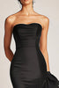 Load image into Gallery viewer, Satin Mermaid Long Black Tie Dress with Ruffles