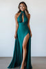Load image into Gallery viewer, Dark Green Sheath Keyhole Long Formal Dress with Slit
